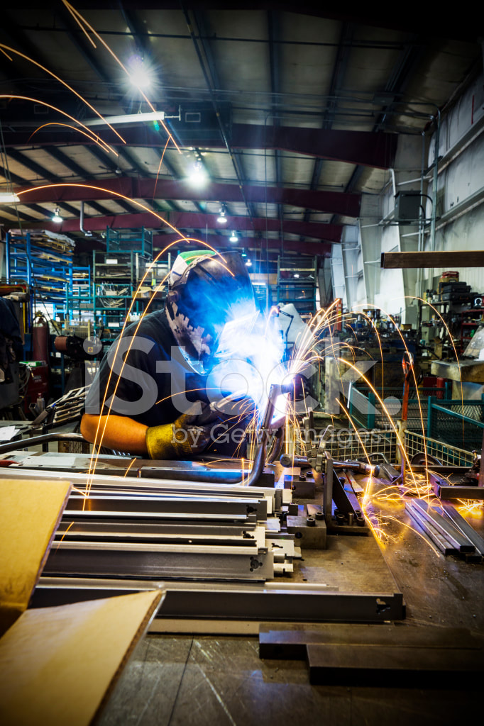 Welding in a metal manufacturing plant